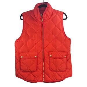 WOOLRICH‎ Quilted Down Vest Orange L G Puffer Zip Pockets Women's Outerwear